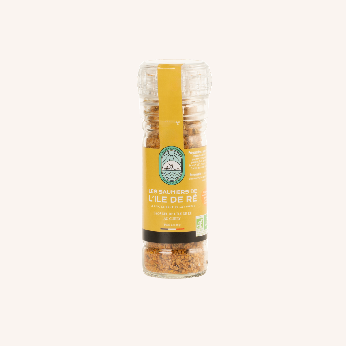 Moulin verre gros sel epices bio curry - 80g