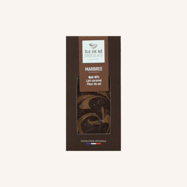 Tablette de chocolat Noir marbrée lait-caramel, fleur de sel