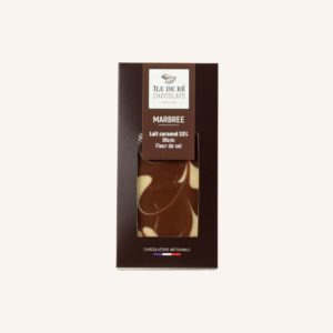 Tablette de chocolat au lait caramel marbrée Blanc Fleur de Sel