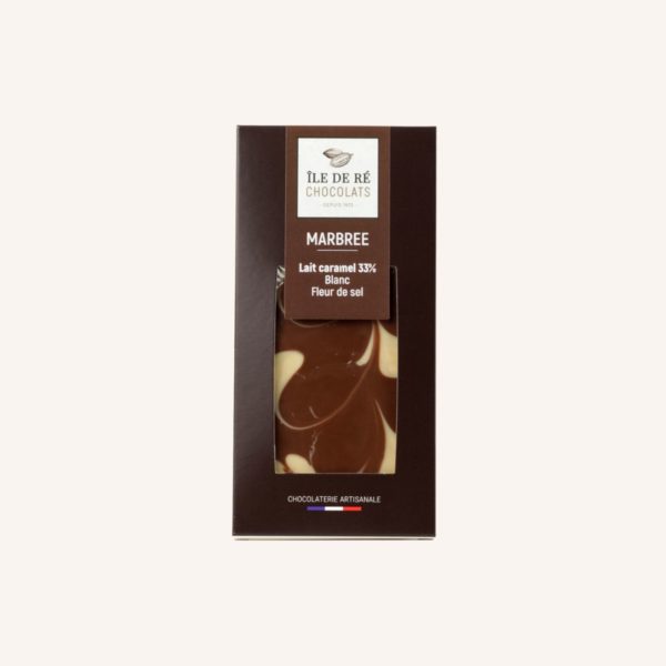 Tablette de chocolat au lait caramel marbrée Blanc Fleur de Sel